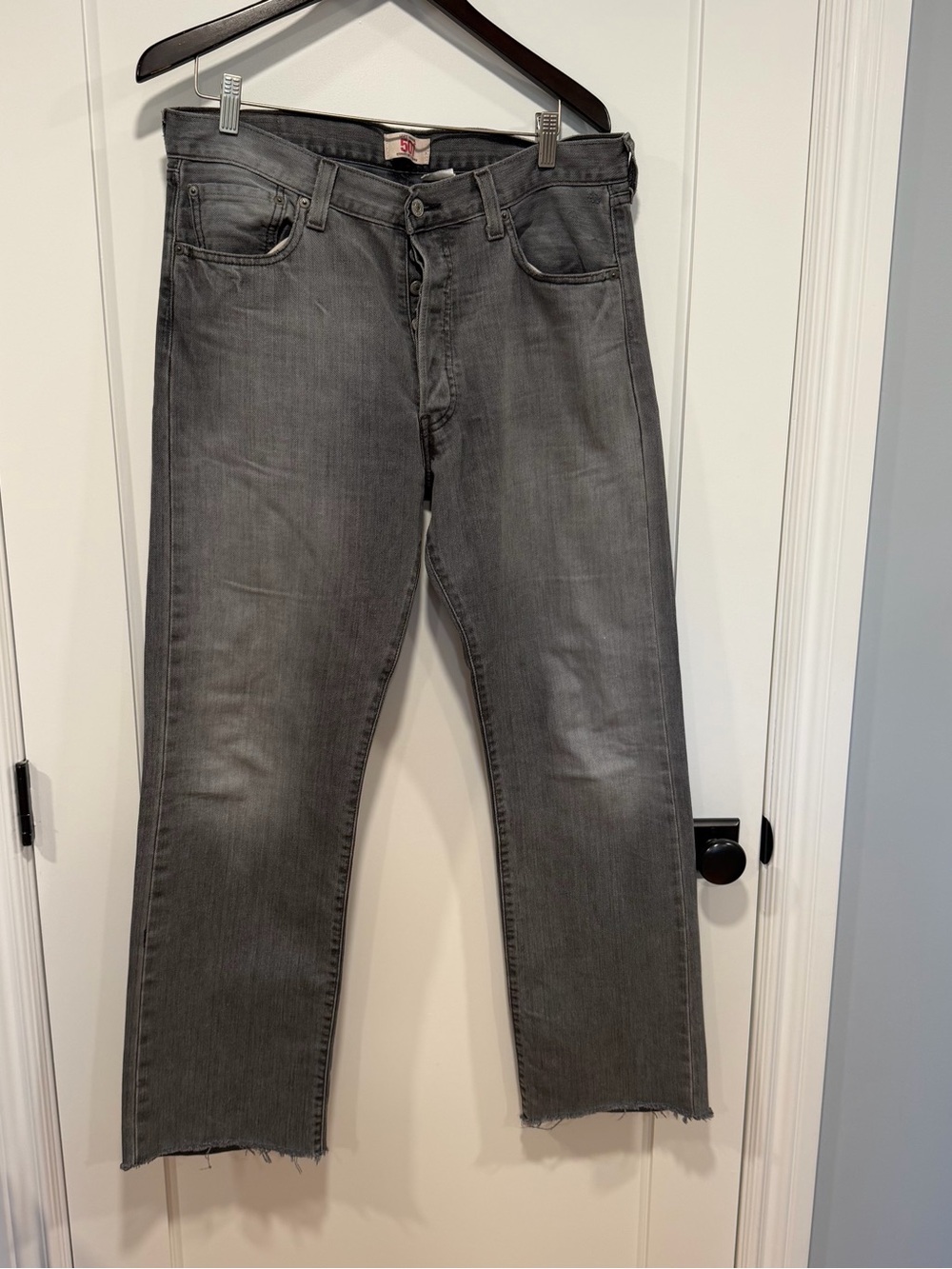 Levi's 501 Gray Straight Jeans actual size 36/30